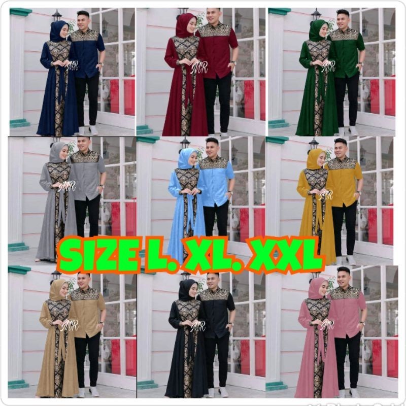 Baju Gamis Couple Keluarga Remaja Kombinasi Polos Modern Capel Suami Istri Pesta Kondangan Couple batik Prada / CP IRWANSYAH