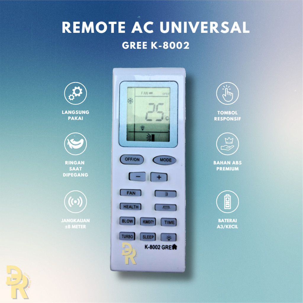 Remot / Remote Multi Universal AC Gree Sharp daikin Sanyo Type K-8002TR