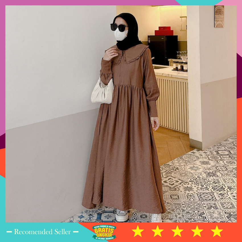 Gamis wanita lebaran Premium Model terbaru 2024 / Dianita Maxi Dress Bahan Cey Crinkle Premium | Gam