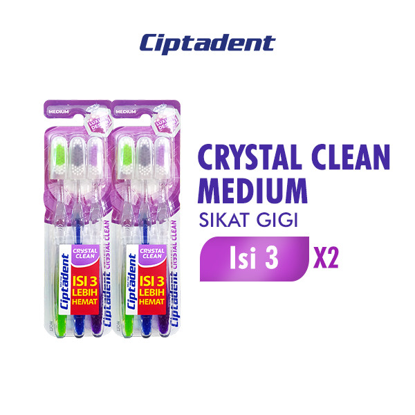 Ciptadent Sikat Gigi Crystal Clean Medium Kotak Isi 3 Pcs x2