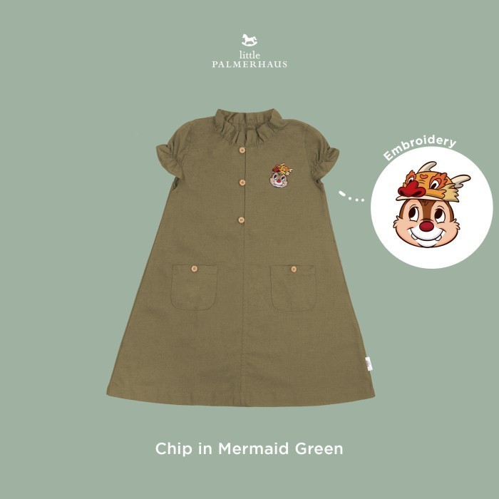 Dress Anak - Little Palmerhaus Disney Jisu Short Sleeved Dress - Mermaid Green, 6-12 M