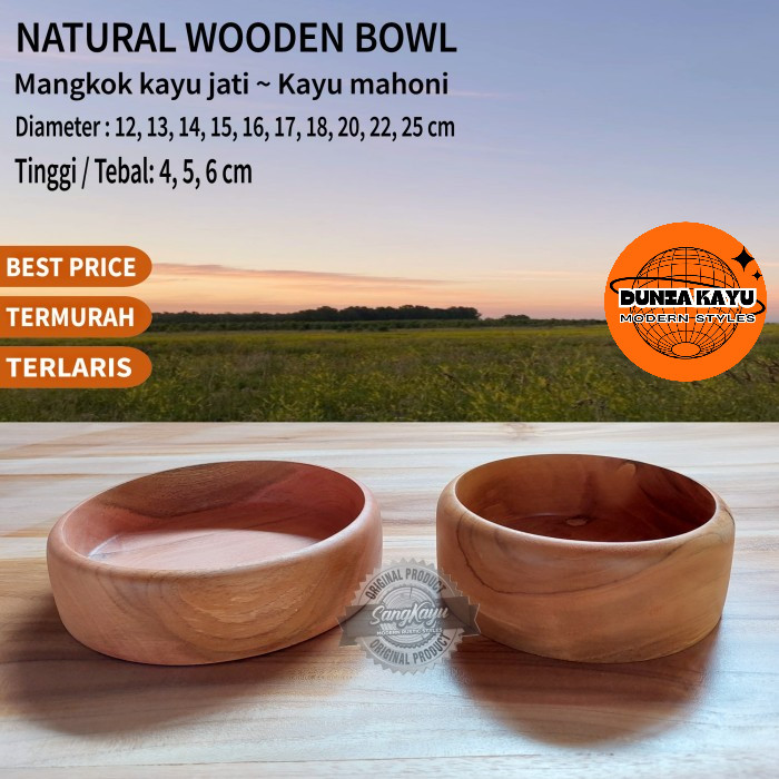 Mangkok kayu besar kecil mangkok kayu jati cangkir kayu mangkok mie