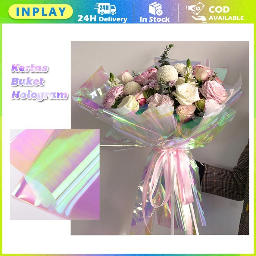 

Flower Wrap Cellophane Kertas Wrapping Paper Bouquet Buket Bunga / Kertas Buket Hologram Waterproof 55*55CM