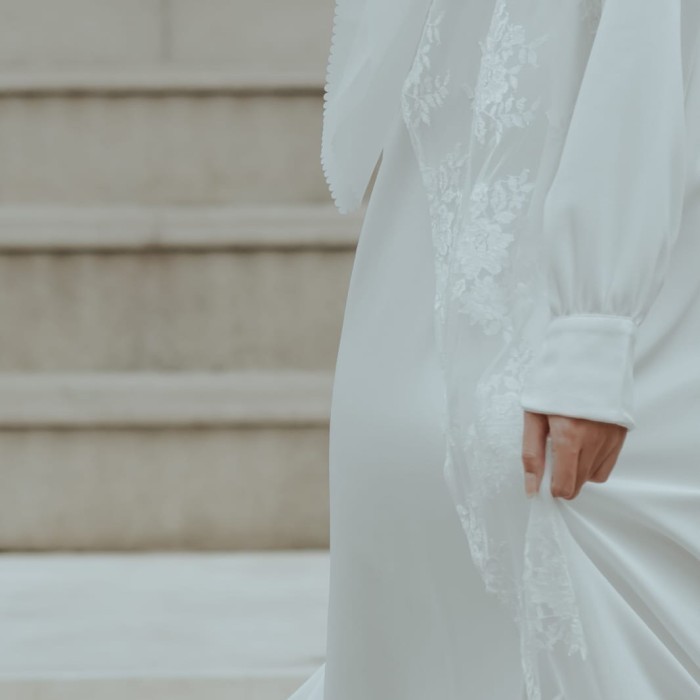 Quba Dress | Zysku Xena | Gamis Putih Abaya Wanita Brokat - White, L