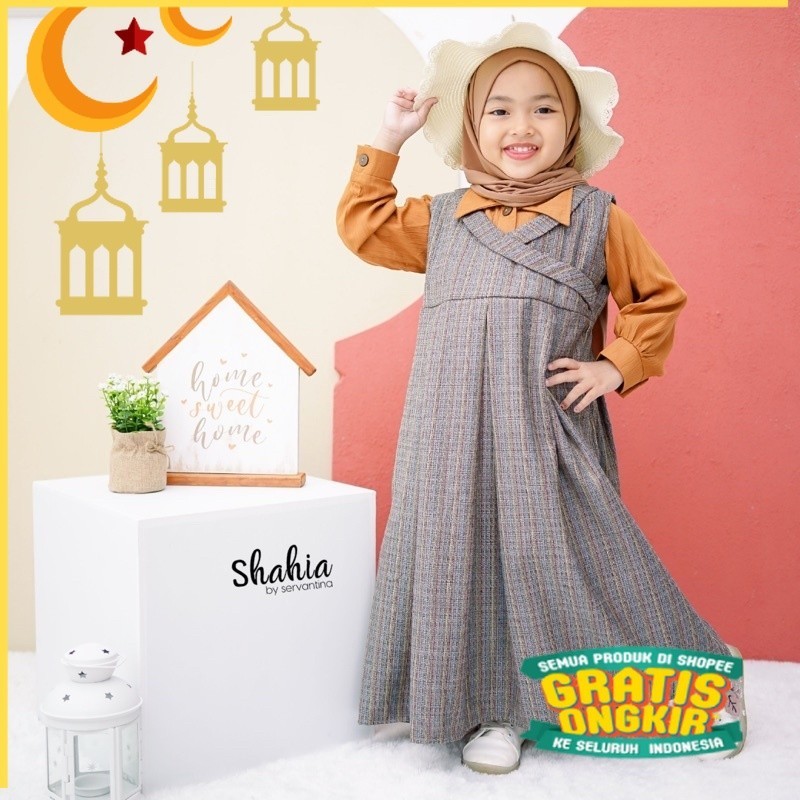 Shahia Servantina - Tiffany Dress Gamis Anak Perempuan/Maron merah bata red anak tanggng