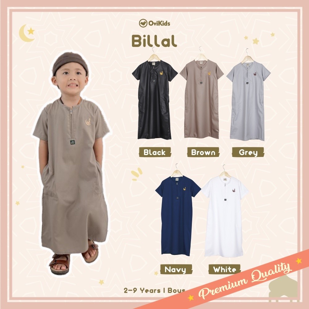 Baju LEbaran Busana Muslim Anak Murah Kekinian Keren Modern Bahan Bagus Premium / OVIKIDS Bilal - Jubah Anak Koko Anak Laki-Laki 2-9 Tahun