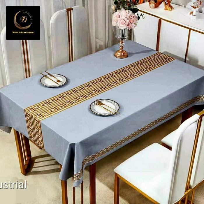 Sintias Taplak Meja Tamu Marble Marmer Waterproof Panjang 1 2 3 4 Meter - grey, 100 cm