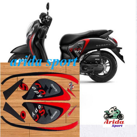 Stiker Striping   scoopy fi sporty thn 2021 2022 full hitam motif striping original scoopy