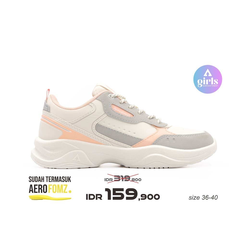 Aerostreet 37-40 Jisoo Natural Abu Muda Peach - Sepatu Sneakers Casual Sport Pria Wanita