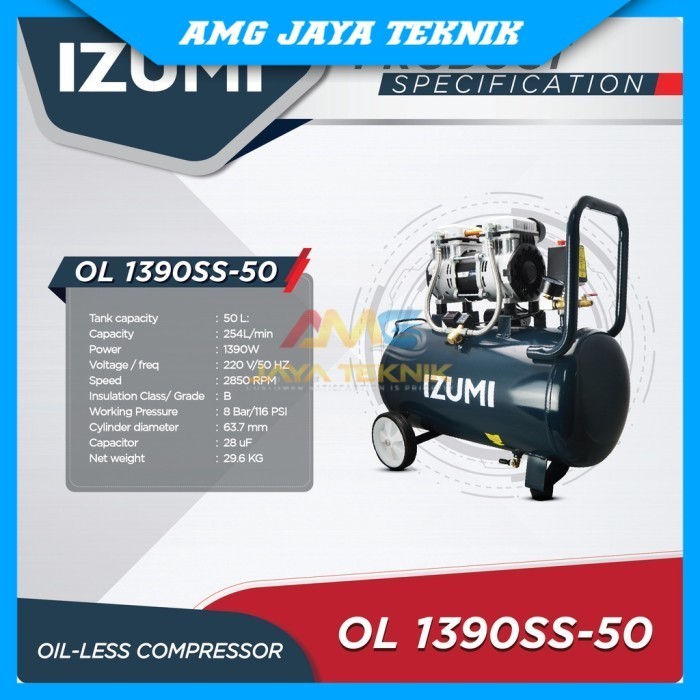 KOMPRESOR ANGIN OILLESS IZUMI OL1390SS-50 / COMPRESSOR IZUMI OL 1390