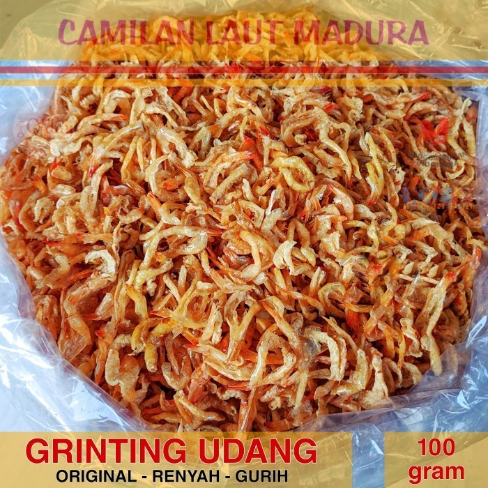 

New GRINTING UDANG ORIGINAL Renyah Gurih Manis 100 gr Camilan Laut Madura