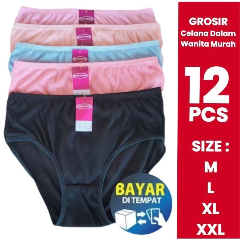 (M L XL 3L ) GROSIR 12 PCS CELANA DALAM WANITA LUSINAN / CD WANITA LUSINAN MURAH / CD DEWASA JUMBO