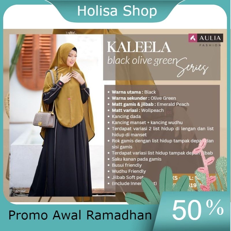 Promo Awal Ramadhan GAMIS AULIA FASHION TERBARU KALEELA OLIVE BLACK SYAR'I ELEGANT SERAGAM KELUARGA 