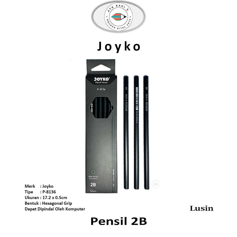 

Joyko - Pensil Tulis Kayu Hitam For Exams 2B P-8136 - Lusin
