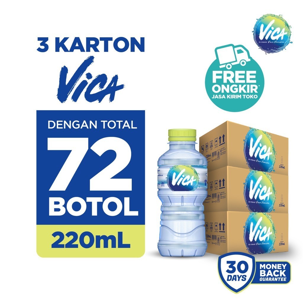 

3 KARTON VICA PET 220ML [72 BOTOL] / Air Mineral / Air Botol