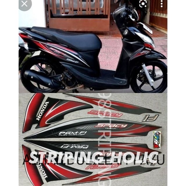 SPACY FI HELM IN HITAM TAHUN 2011 2012 STRIPING LIS STANDAR ORI HONDA F1 STIKER POLET BODY PLISIR
