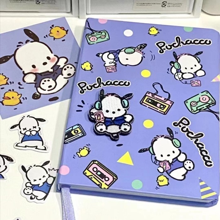 

Buku Notebook B6 Pochacco Sanrio Hardcover Catatan Lucu + 3D Patch