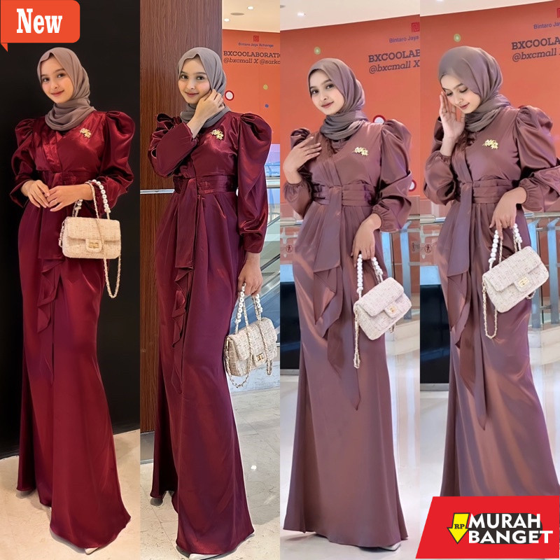 GAMIS WANITA UNTUK LEBARAN- Bella Dress Satin Silk Premium | Gamis Kondangan Dress Pesta Briedsmaid 
