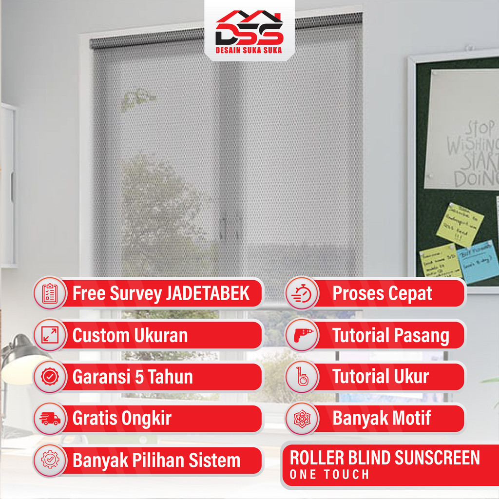 Roller Blind Outdoor Sunscreen One Touch / Naik otomatis - Turun kerek Manual / Sharp Point / Tirai 