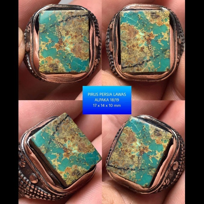 Cincin Batu Akik Natural Pirus Iran Persia Ijo Lawas Hijau Kuno Antik2