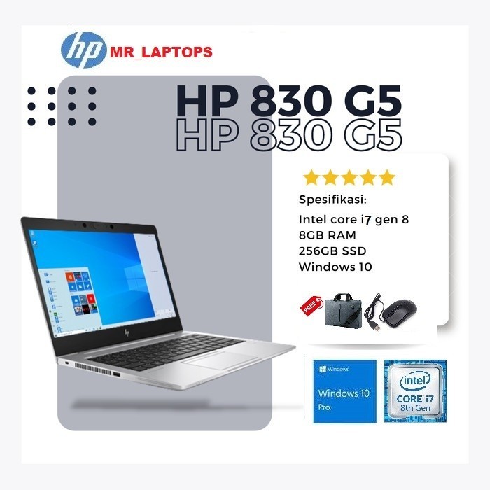 FROMO SPESIAL SHOP SPEK TINGGIII - MURAH  Laptop HP Elitebook 830 G5 Core i7 Gen 8 Ram 16GB SSD 512GB - i5 Gen 8 / Free Mouse/Tas