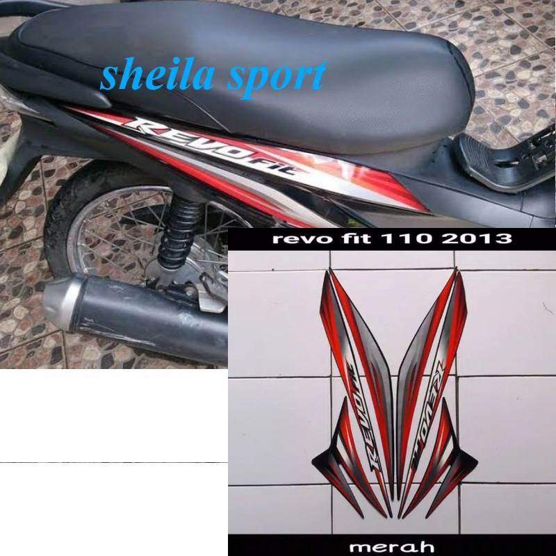 Striping sticker lis body honda revo fit 110 thn 2013 hitam merah / Stiker motor