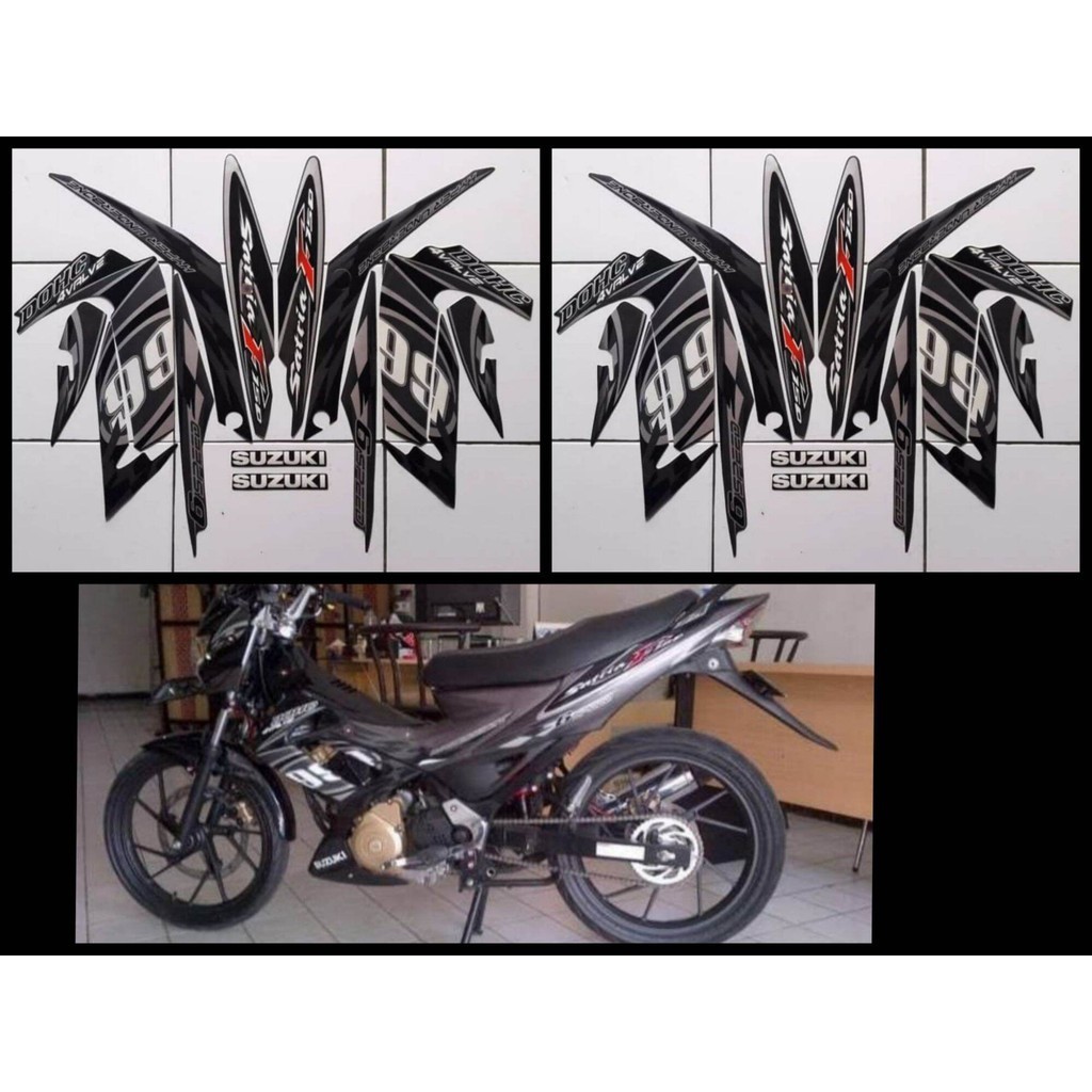 Stiker Striping Plat Body Motor Satria FU Barong 2012 Hitam Abu