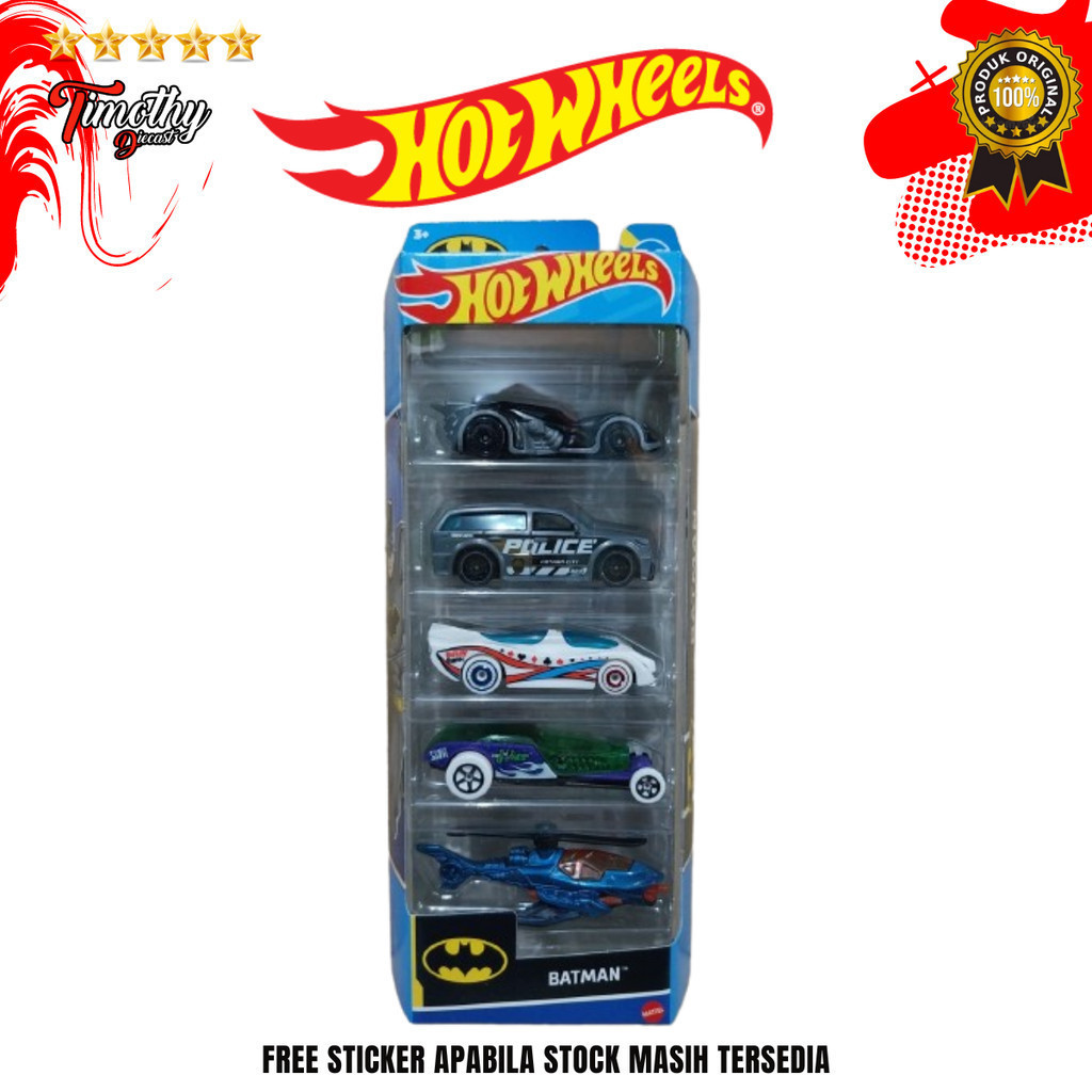 Hot Wheels Gift Pack Isi 5 BATMAN ARKHAM ASYLUM BATCOPTER BOOM BOX