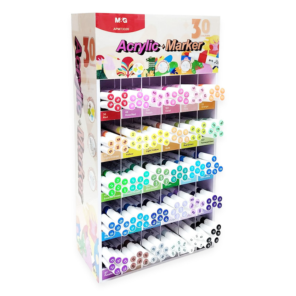 

SPIDOL ACRYLIC MARKER M&G APMT3320 SET Display Spidol Akrilic Warna Warni Set Display Isi 30 Warna