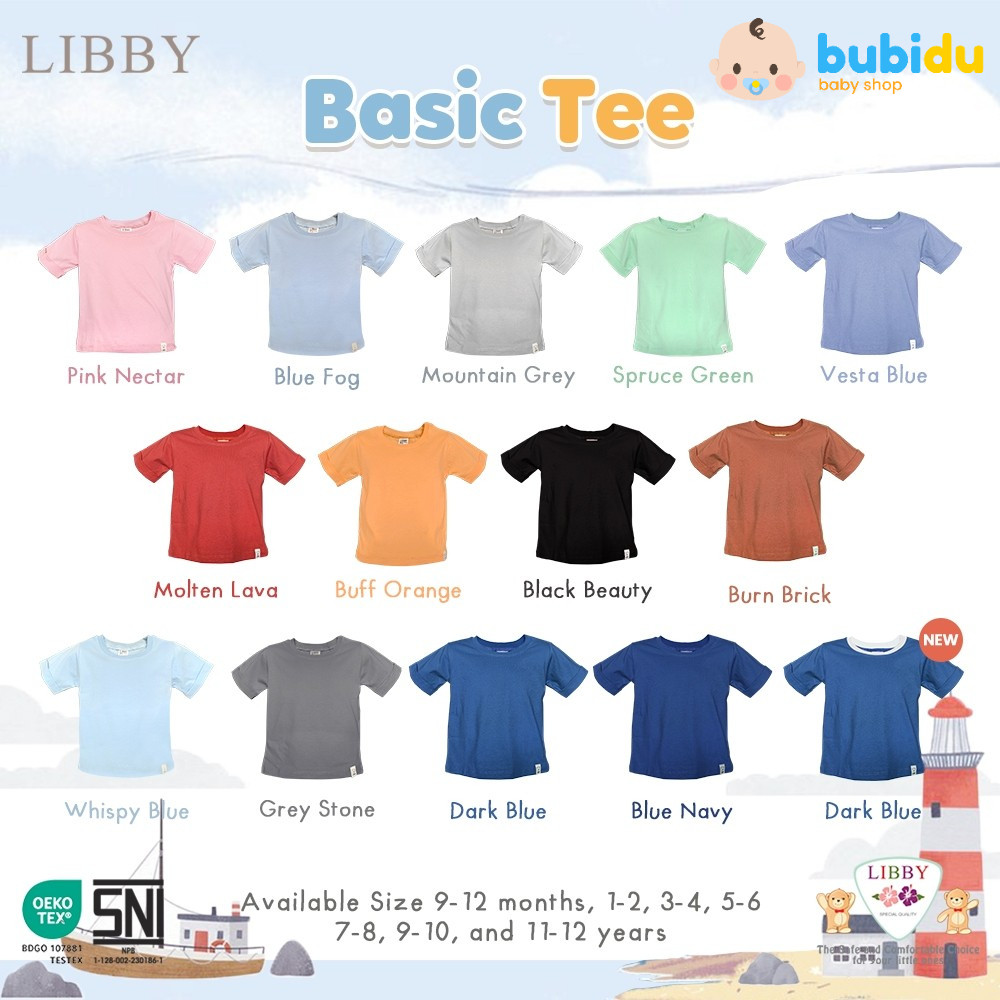 LIBBY Earth Basic Tee | Baju Kaos Atasan Polos Katun Pakaian Anak Unisex Laki Laki Perempuan 9 12 Bu