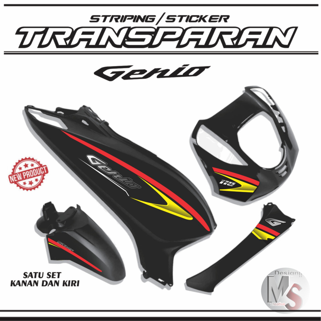 STIKER Variasi Genio Transparan STRIPING Bening Simple STIKER TRANSFARAN BENING