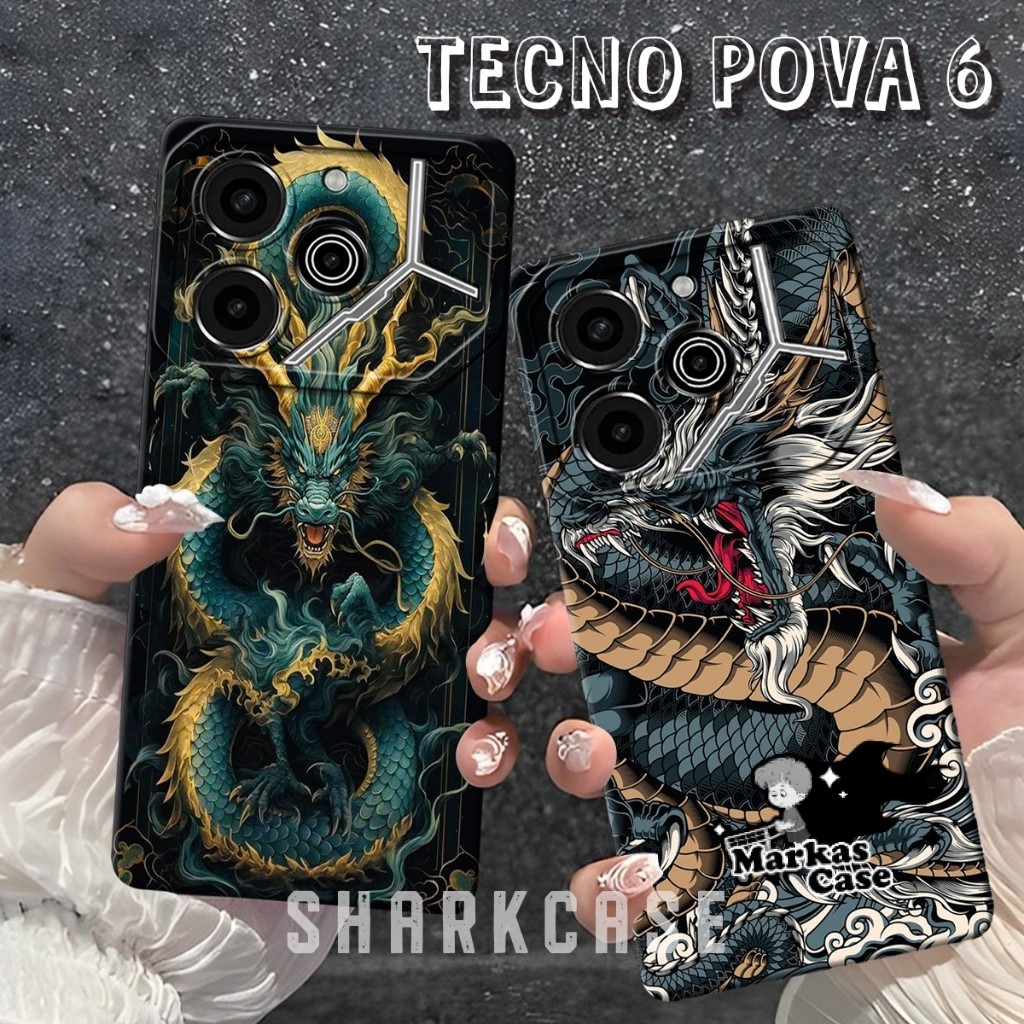 Case TECNO POVA 6 4G / POVA 6 5G / POVA 6 PRO 5G / POVA 5 / POVA 5 PRO Terbaru Motif Naga Dragon - B