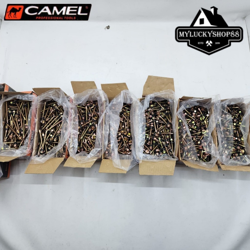 J78Id Camel Baut Roofing CML Skrup Mur Baja Ringan Per Kotak 12 x 20 25 30 40 45 50 60 70 100 mm 2cm