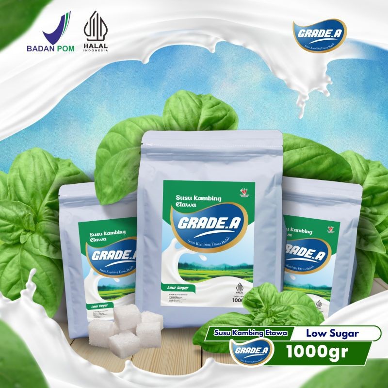 

Mocca Jaya-SUSU KAMBING ETAWA GRADE.A LOW/NON SUGAR AMAN UNTUK PENYAKIT DIEBETES 1KG/1000GR