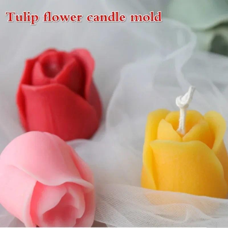 

Silicone Molds Mini Tulip Shape Candle Handmade Flower Soap Plaster Aromatherapy Molds Fondant Cake Decorating Tools Accessory