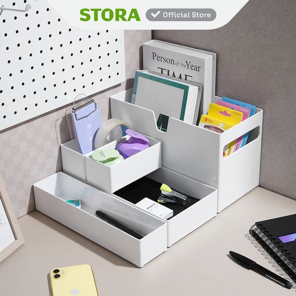Stora Organizer Meja Modular Set 5 pcs - Putih Desktop Organizer Tempat ATK Storage Meja Office Orga