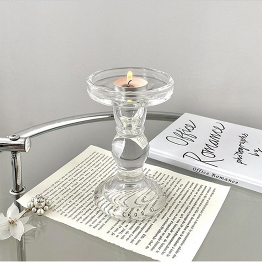 

2pc Glass Candle Holder For Clear Small Candle Holder Bulk,Romantic atmosphere Candle Holders For Party Dinner Table Living Room