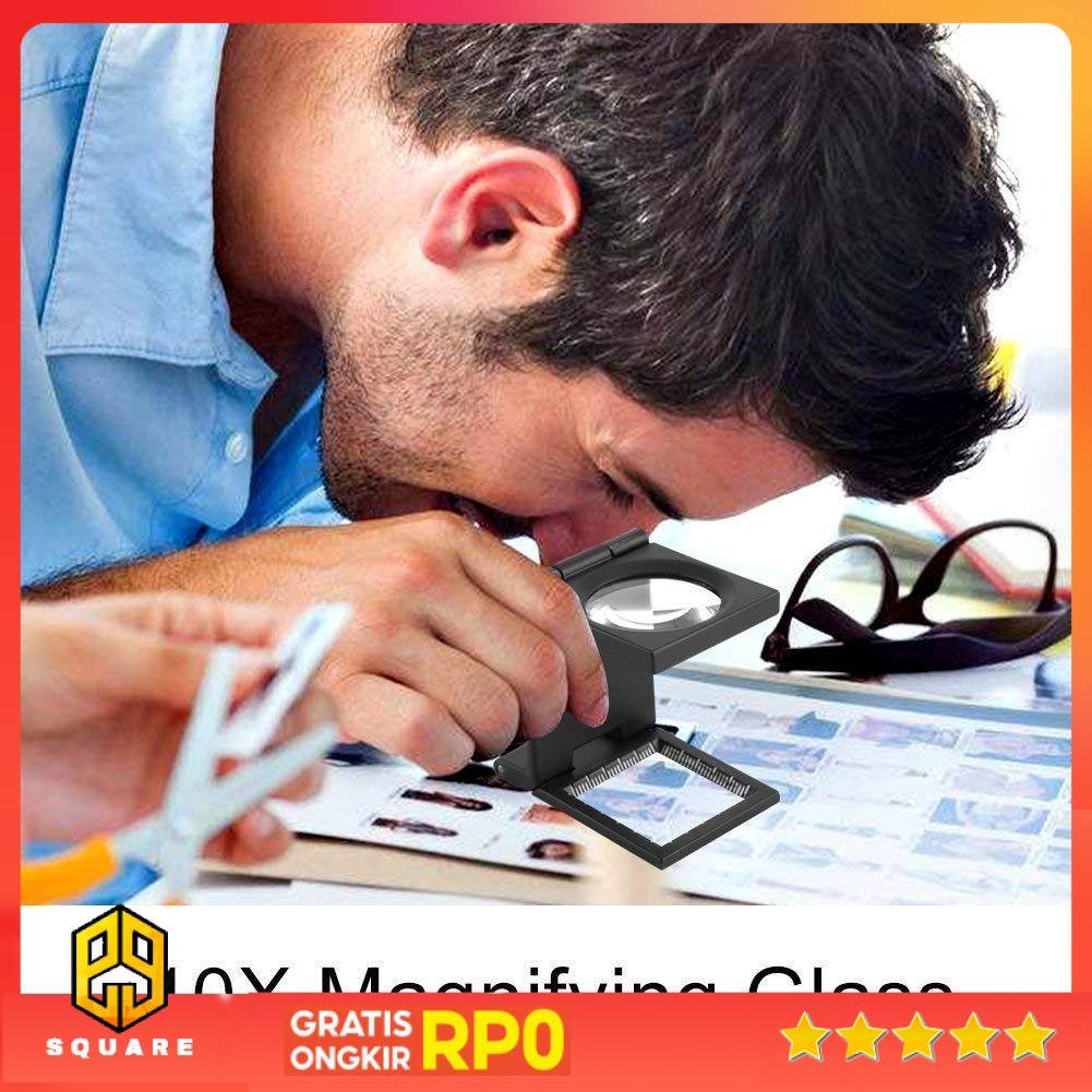 

SRATE Kaca Pembesar Lipat Magnifying Glass with 2 LED 28mm 10X - SR1 Original 99 Square