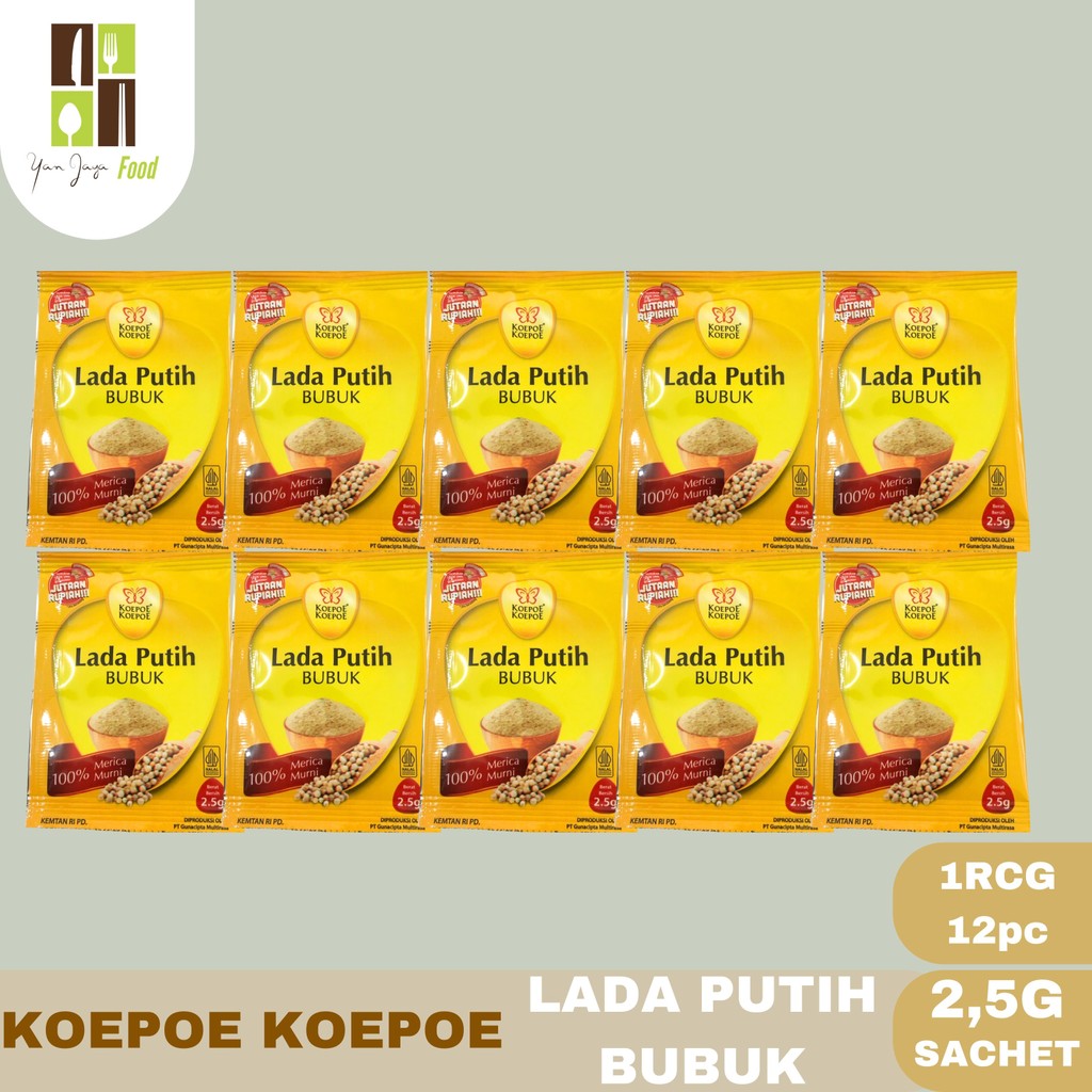 

Koepoe Koepoe Lada Putih / Lada Putih Bubuk / Kupu Kupu / Bumbu Lada Putih Bubuk Kemasan 2,5gr 1rcg 12pc