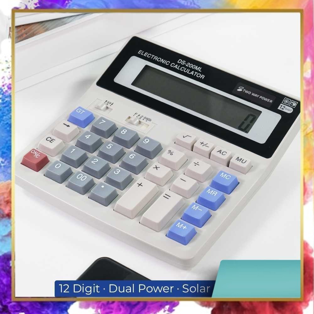 

GASTQ Kalkulator 12 Digit Dual Power Solar Baterry Office Tools - DS-200ML