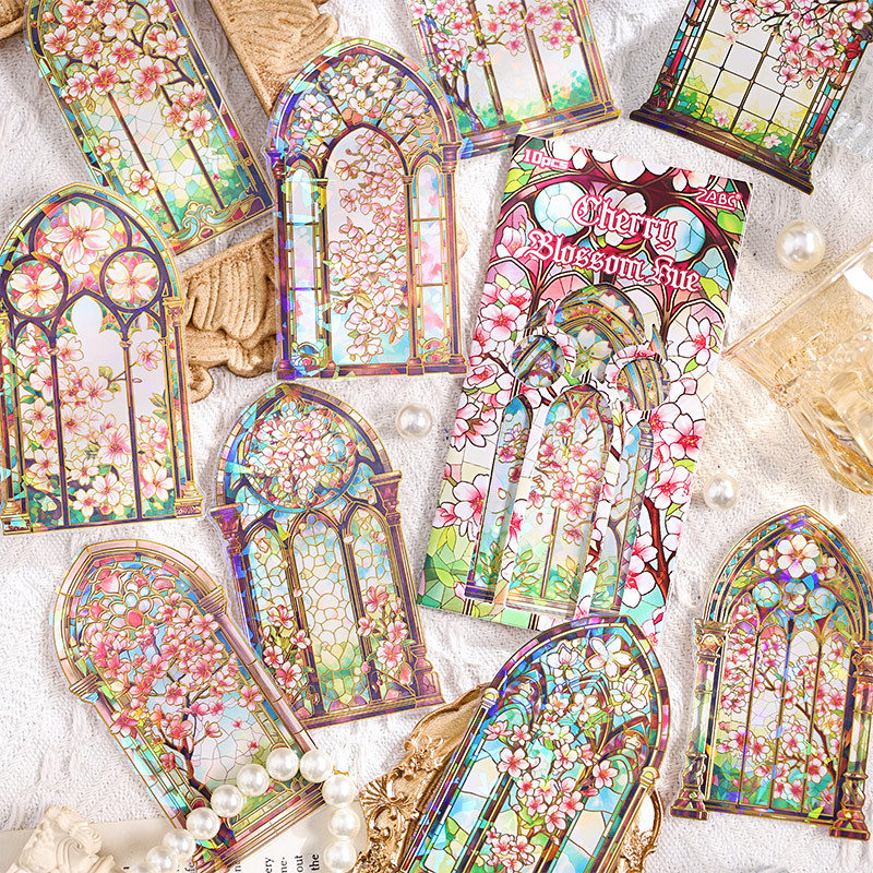 

10pcs/pack PET Gold Foil Window Stickers Decor Junk Journal DIY Srapbook Supplies Collage Stationery Aesthetic Sticker