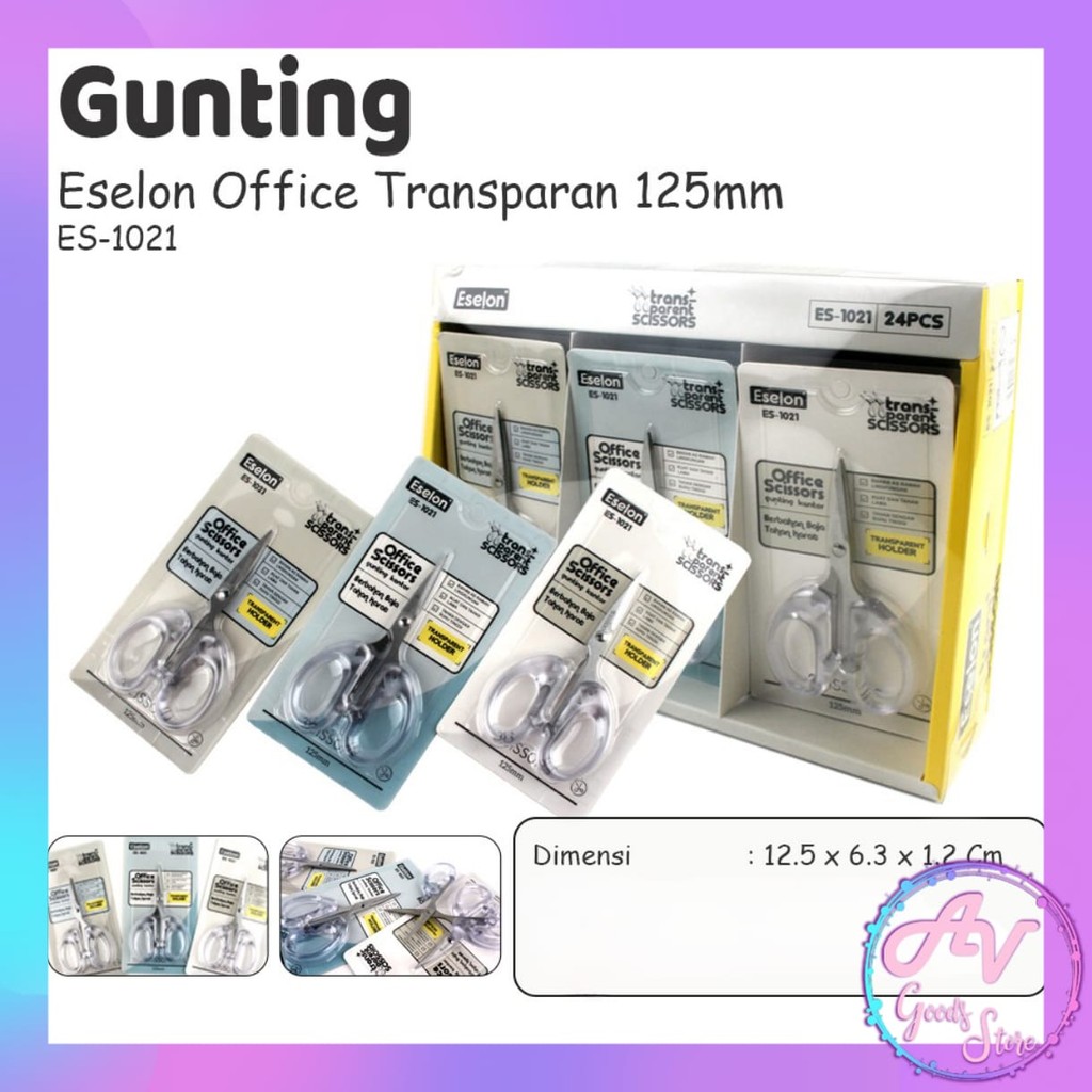 

Gunting Transparant Office Eselon / Scissor / Gunting Kertas Serbaguna Gagang Bening Transparant