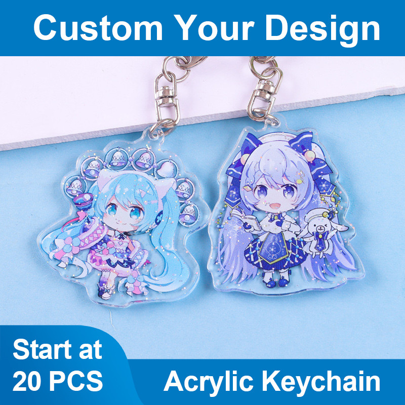 Custom Colorful Epoxy Acrylic Keycharm Single Double Side Printed Translucent Plastic Keychain Gradi