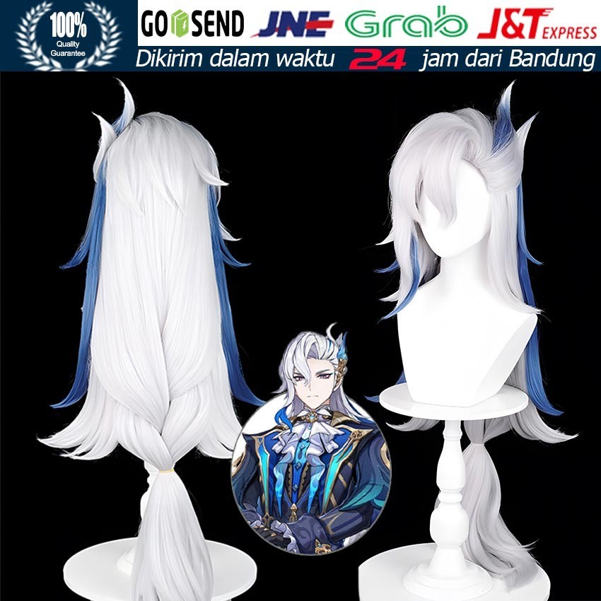 Wig Neuvillette Cosplay Genshin Impact Orang Dewasa/Anak-Anak Dapat Menggunakannya