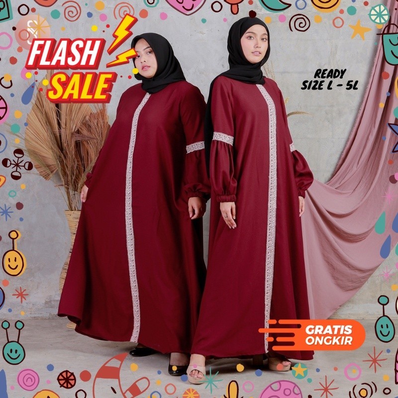 MEGASALE / Myshawl Taalea Premium Maroon Hitam Gamis Syar'i Jumbo Ld 140 130