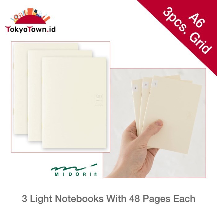 

Midori MD Light Notebook A6, Grid, 48 pages, 3 pieces