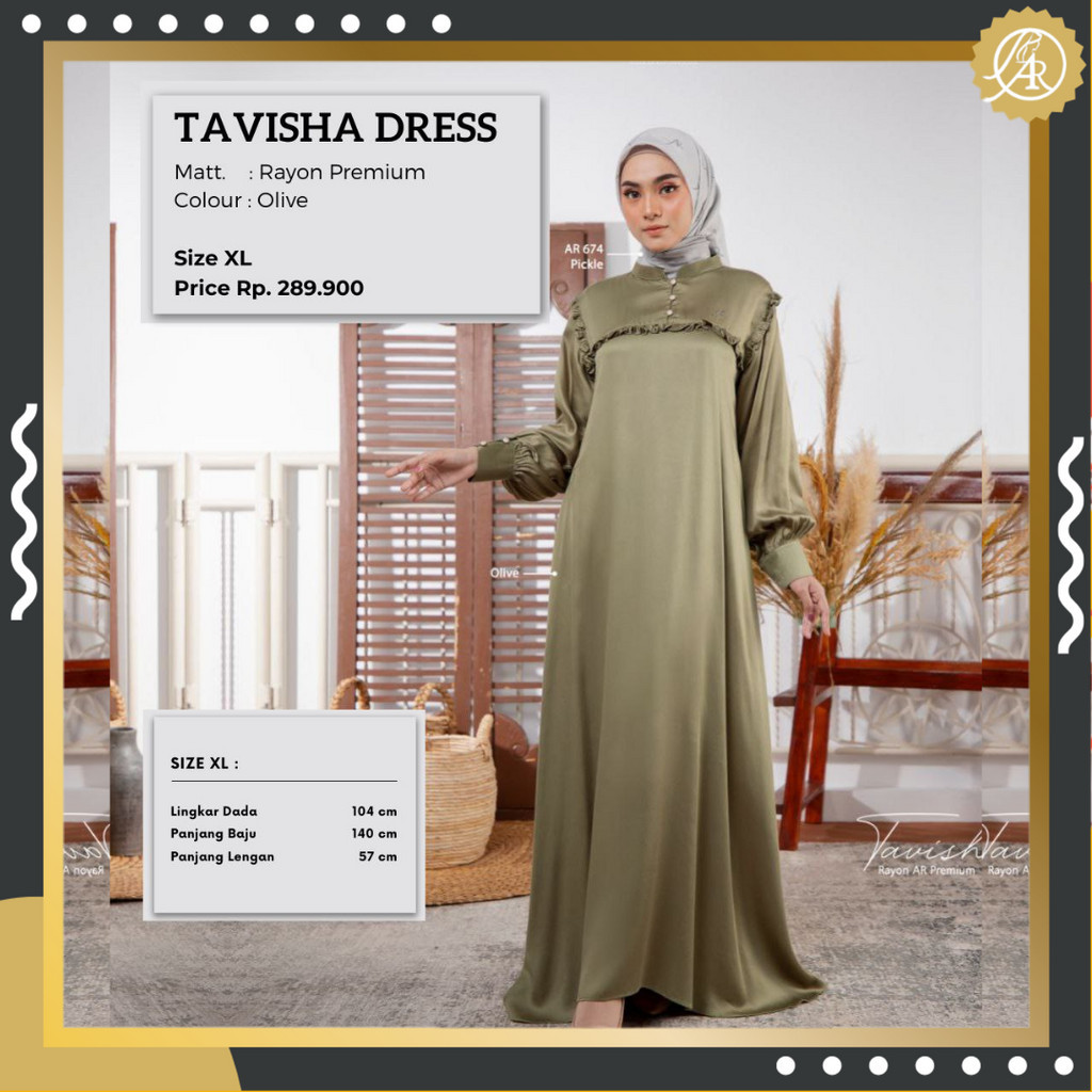 Baju Gamis Dress Premium Polos Arrafi Terbaru Tavisha Dress