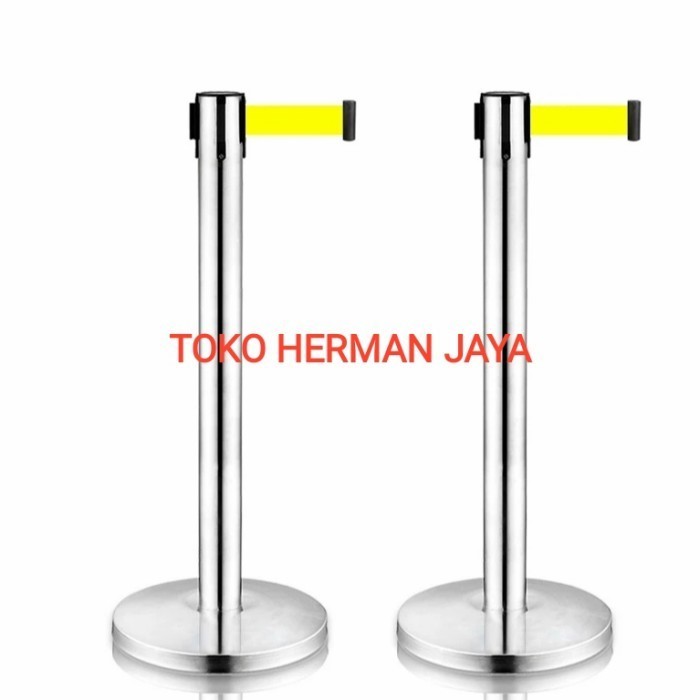 

PROMO!! -tiang pembatas tiang antrian stainless pita - Hijau, Tiang Silver