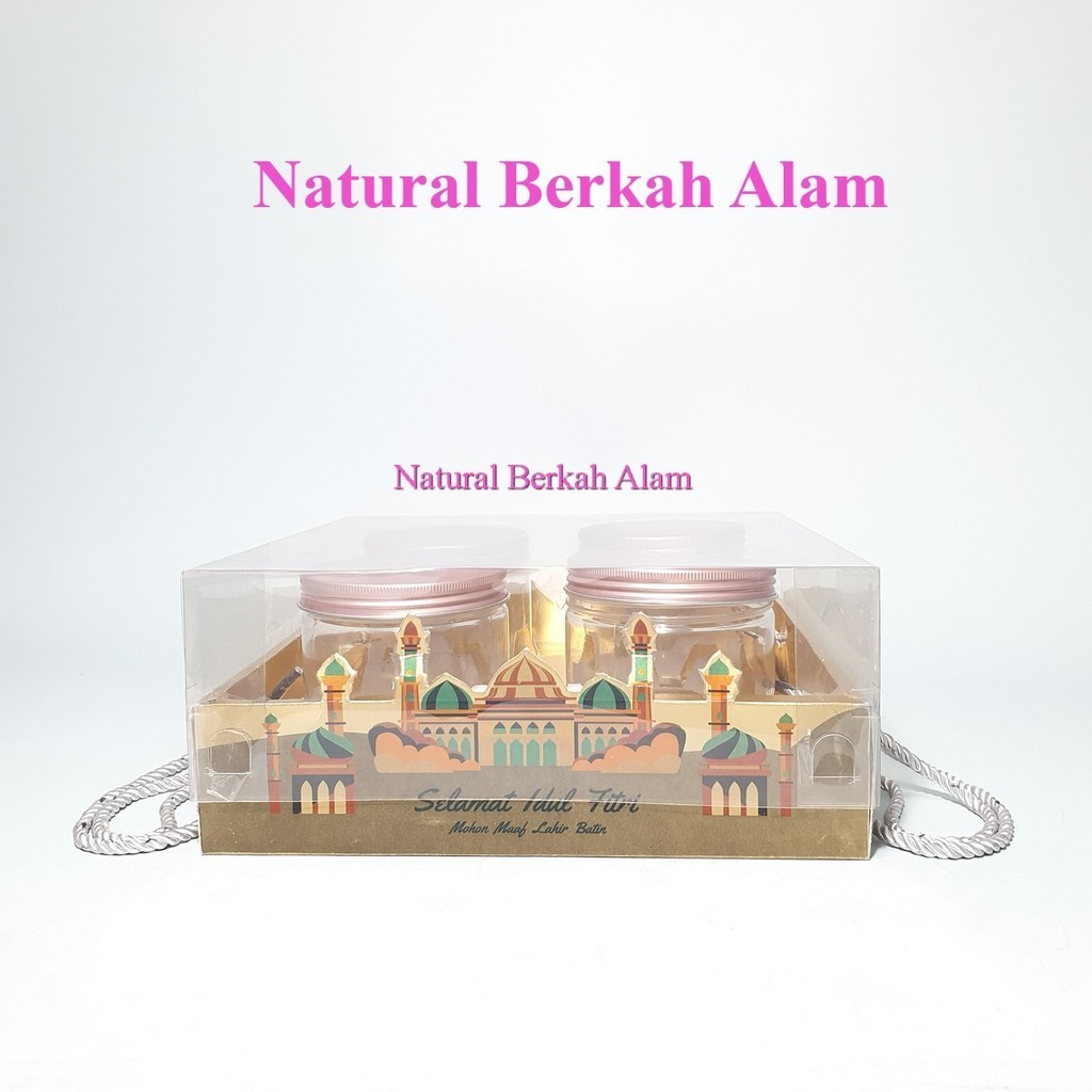 Toples Lebaran 600 ml Tutup Alumunium Hampers Elegan + Mika Isi 4 / Toples / Hampers / Hampers Lebar