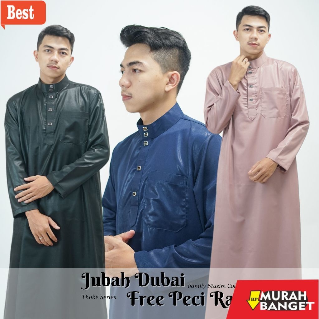 Baju timur tengah pria- Jubah pria original gamis polos lengan panjang mewah premium terbaru jubah D